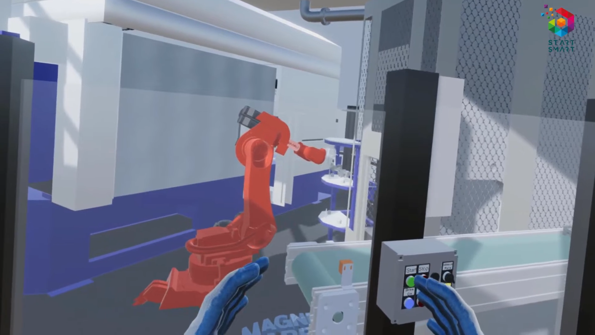 Industrial VR robotics simulation environment